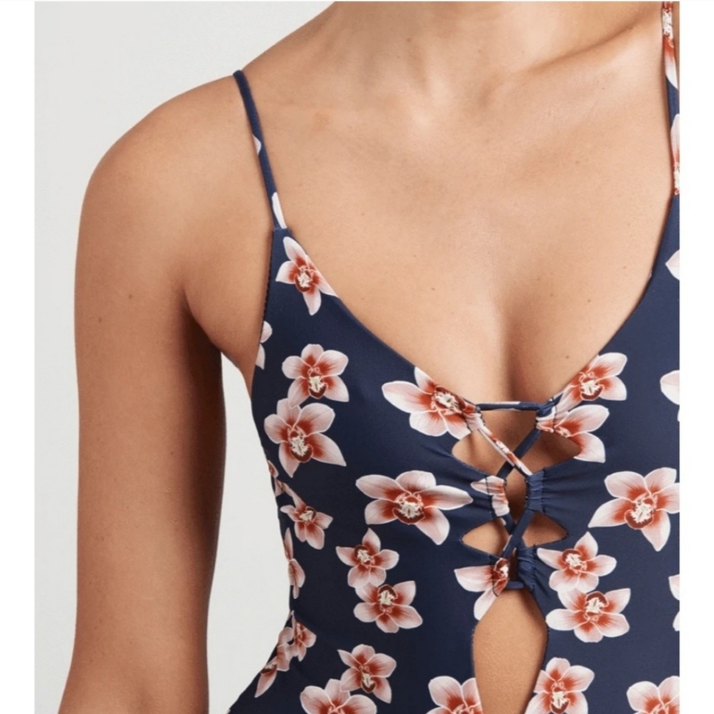 New acacia swimwear kokomo fullpiece swim suit isle L orchid tropical navy blue - Picture 4 of 10